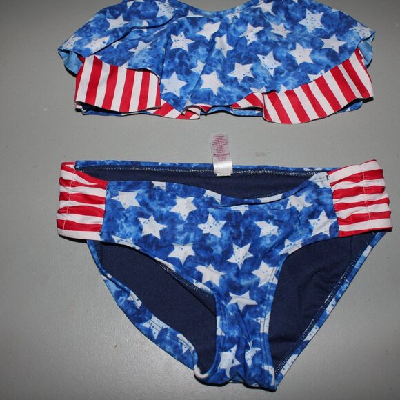 Blue & Red 2 Pcs Justice Bikini Swimsuit Size 12 - Picture 3 of 6
